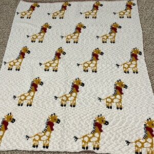 Giraffe BABY BLANKET 31”x39” Good Used Condition